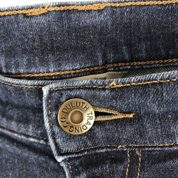 Duluth Trading Womens Jeans Size 14 Dark Wash Stretch Comfort Mid Rise Straight - Picture 10 of 11